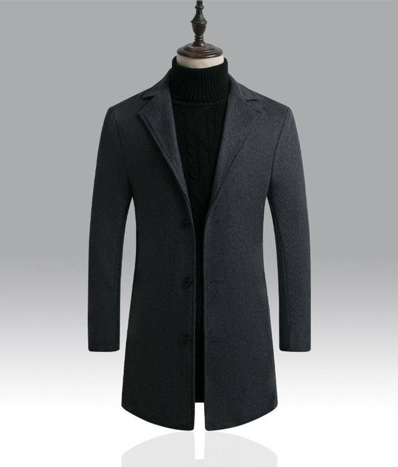 Herren nan schlanker Kurzmantel mit Stehkragen und eleganter Knopfleiste EB