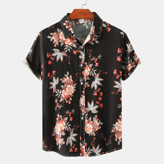 EB | Floral kurzärmeliges Blumenhemd Männer