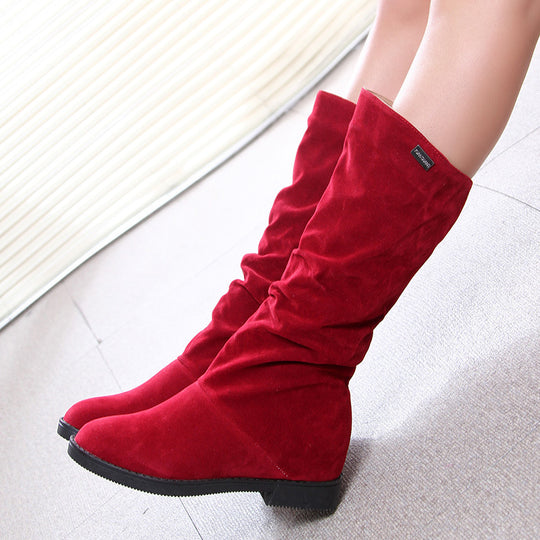 Damen Elegante und gemütliche Stiefel aus weichem Veloursleder EB