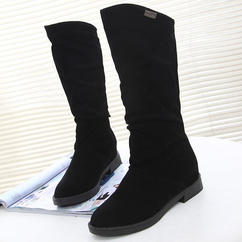 Damen Elegante und gemütliche Stiefel aus weichem Veloursleder EB