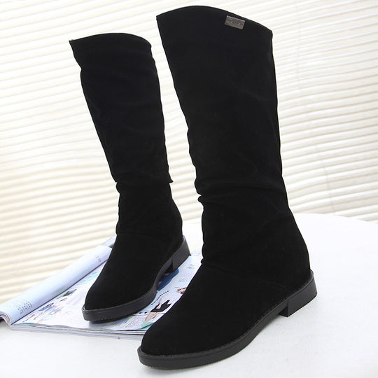 Damen Elegante und gemütliche Stiefel aus weichem Veloursleder EB