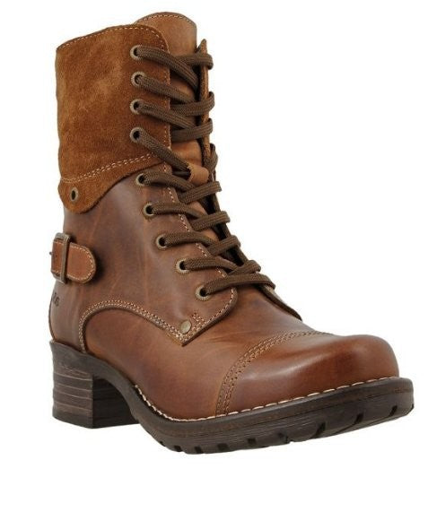 Damen nan knöchelhohe Schnürstiefel mit Velourskragen, dekorativer Schnalle und dämpfender Profilsohle EB
