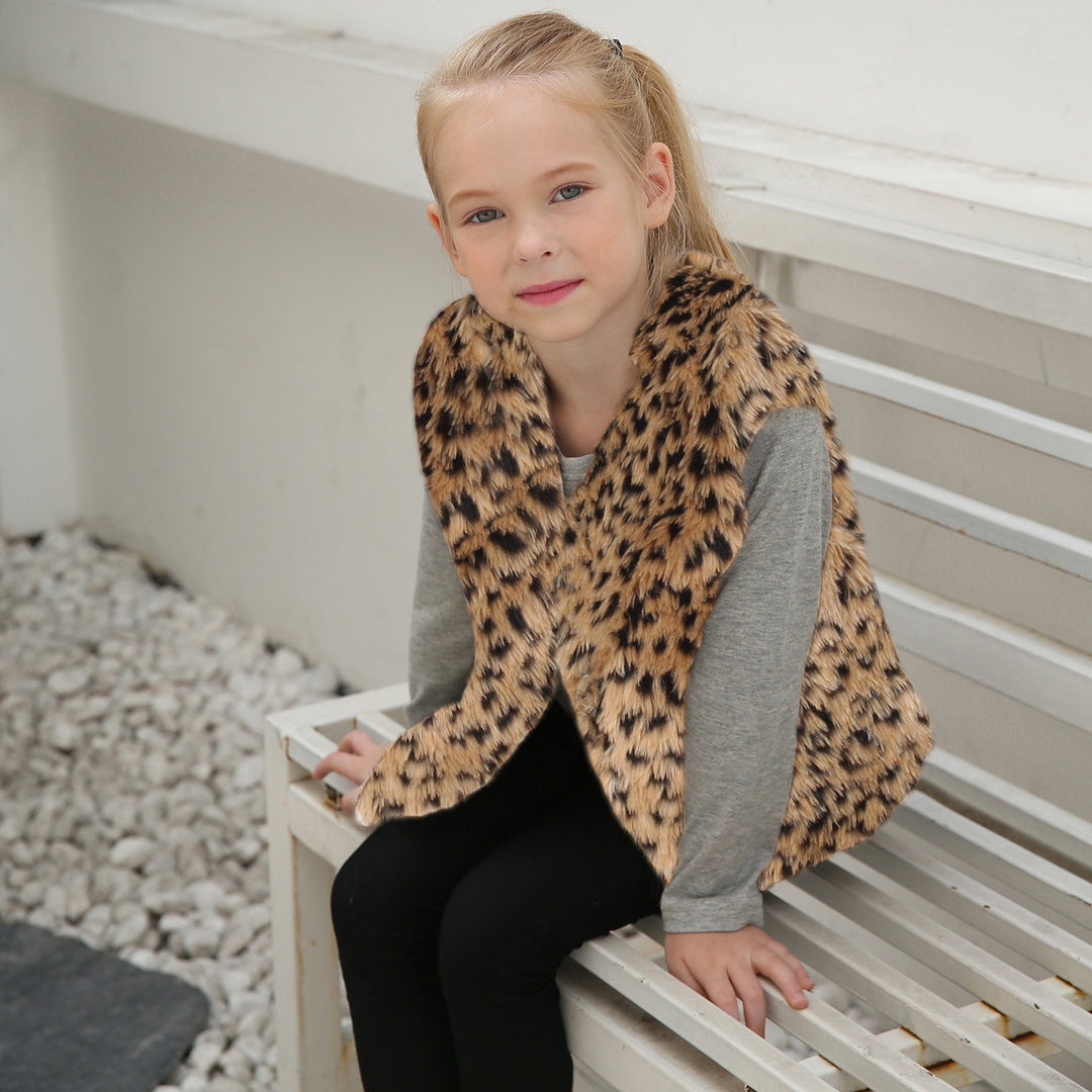 Damen Modischer Leopardenfell-Weste EB