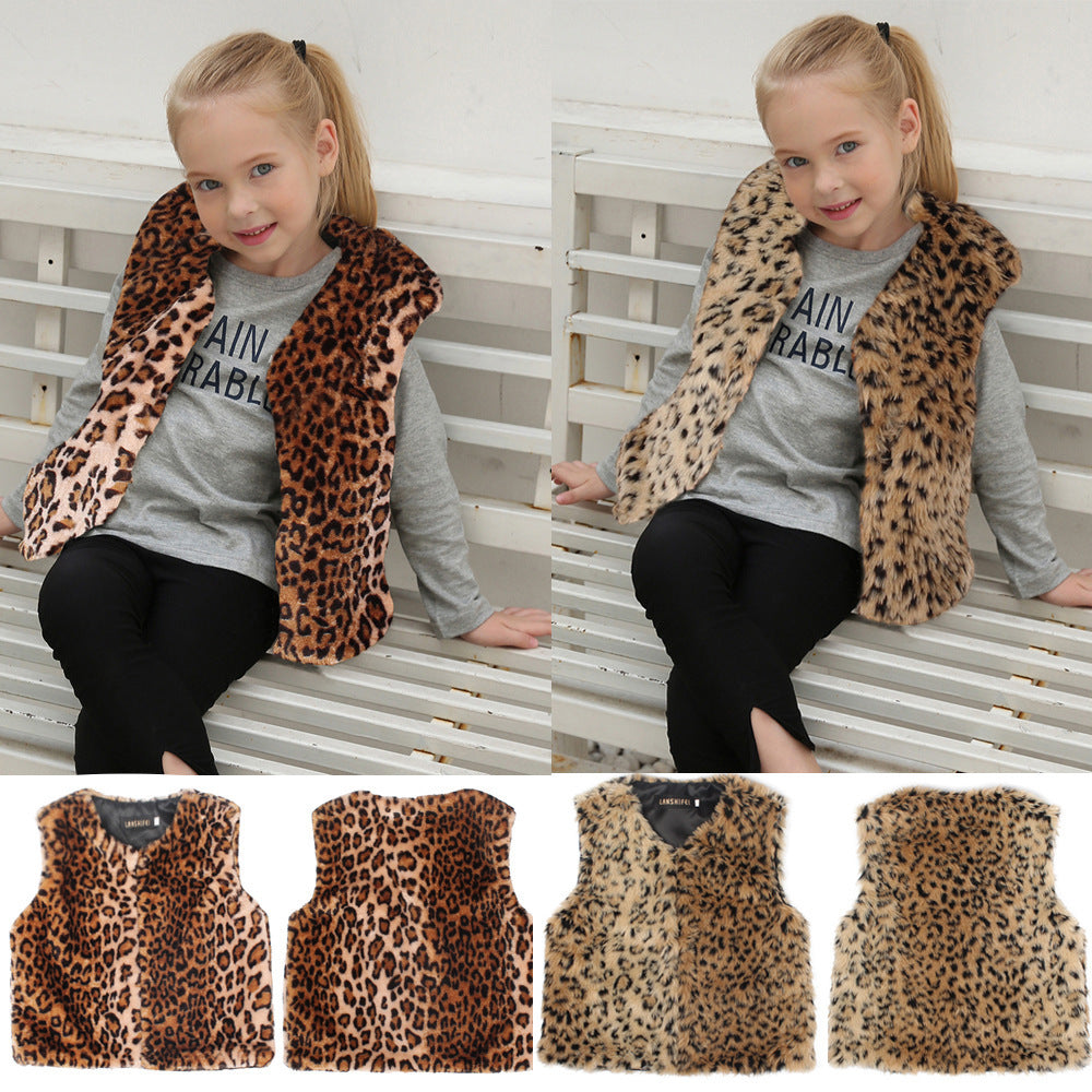 Damen Modischer Leopardenfell-Weste EB