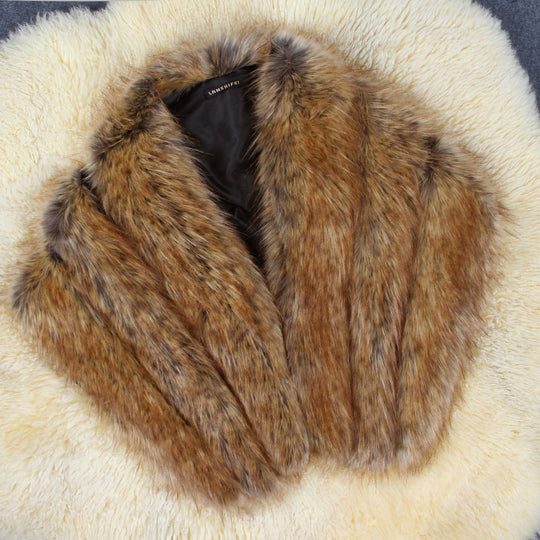 Damen Eleganter Kunstpelz-Cape EB