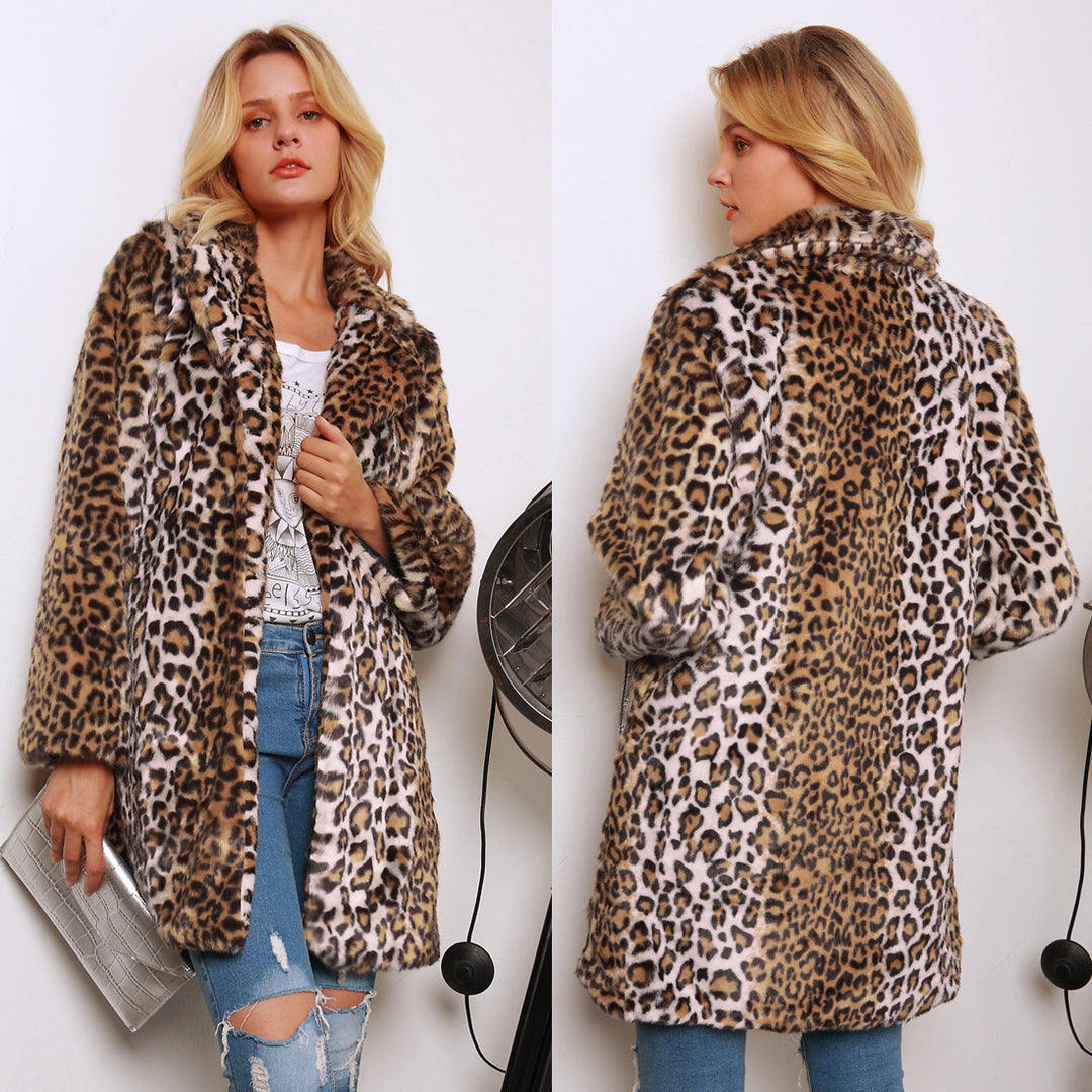 Damen Trendiger Leopardenfell-Cape EB