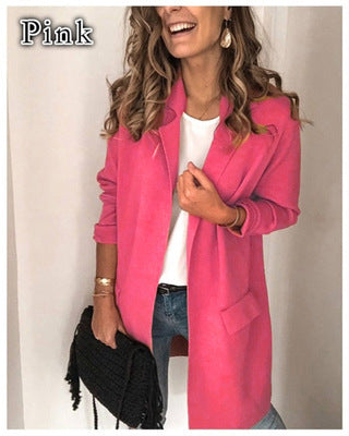 Damen Modischer und eleganter Fleece-Mantel mit praktischen Taschen EB