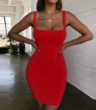 Damen Figurbetontes Minikleid mit quadratischem Ausschnitt EB