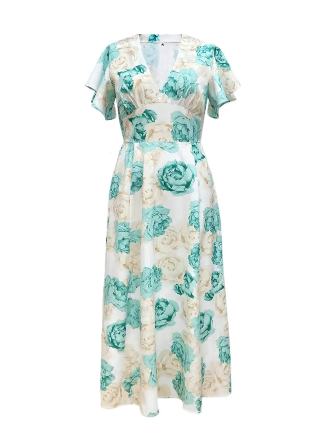 EB | V-Ausschnitt Temperament elegant große Größe gedruckt Kleid