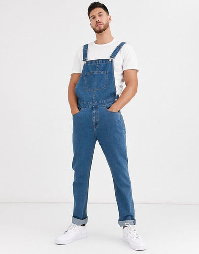 EB Herren Denim-Latzhose mit Taschen und verstellbaren Trägern