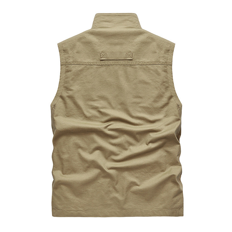 Herren Leichte Outdoor-Utility-Weste mit Mesh‑Futter, Reißverschlusstaschen und Stehkragen EB
