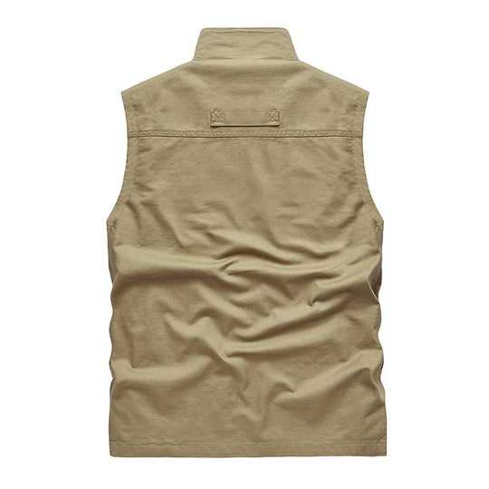 Herren Leichte Outdoor-Utility-Weste mit Mesh‑Futter, Reißverschlusstaschen und Stehkragen EB