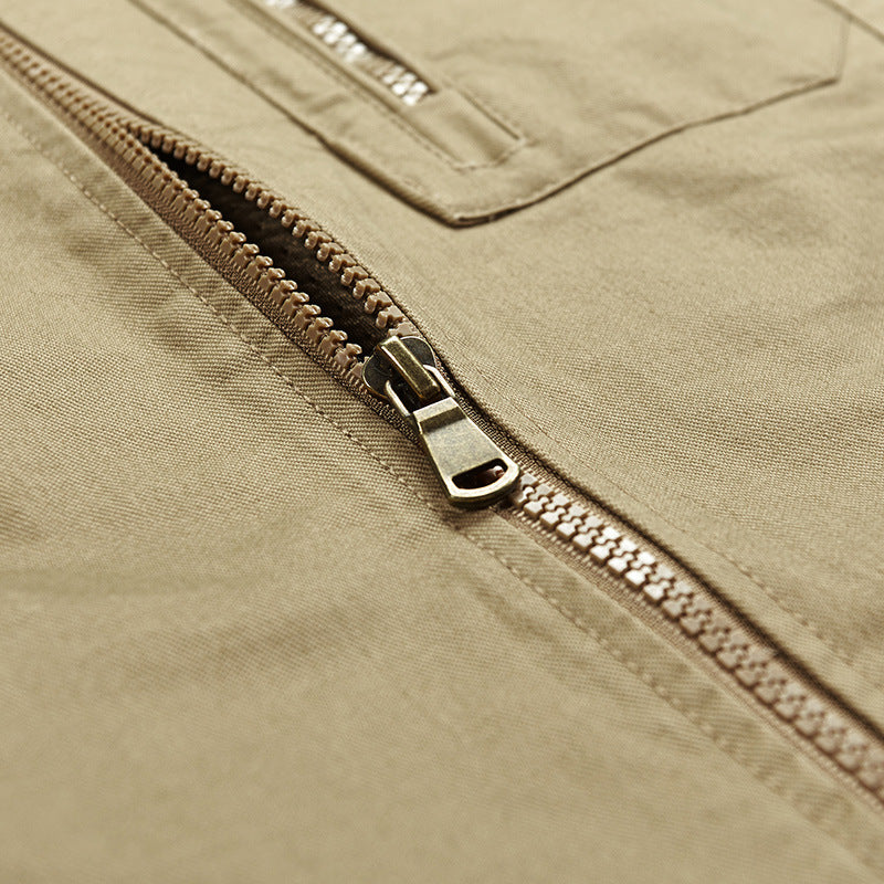 Herren Leichte Outdoor-Utility-Weste mit Mesh‑Futter, Reißverschlusstaschen und Stehkragen EB