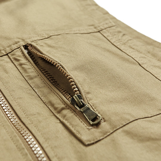 Herren Leichte Outdoor-Utility-Weste mit Mesh‑Futter, Reißverschlusstaschen und Stehkragen EB