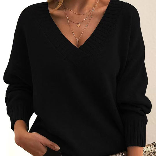 EB | Lässiger V-Ausschnitt Pullover für Frauen