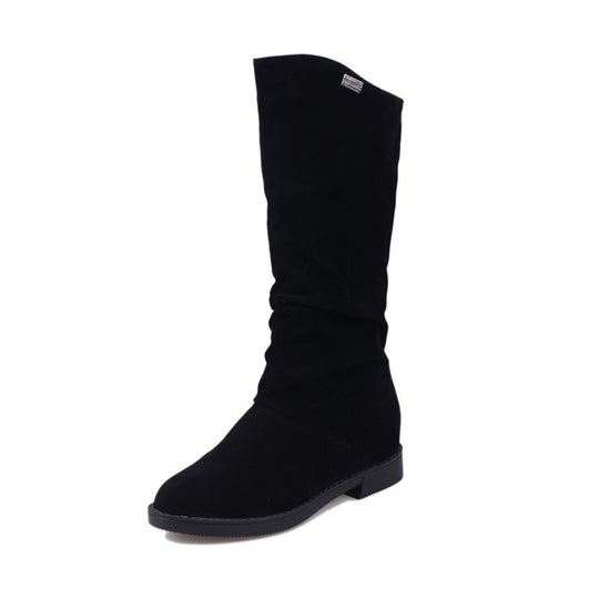 Damen Elegante und gemütliche Stiefel aus weichem Veloursleder EB