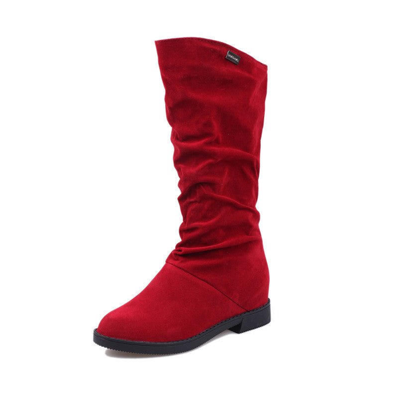 Damen Elegante und gemütliche Stiefel aus weichem Veloursleder EB