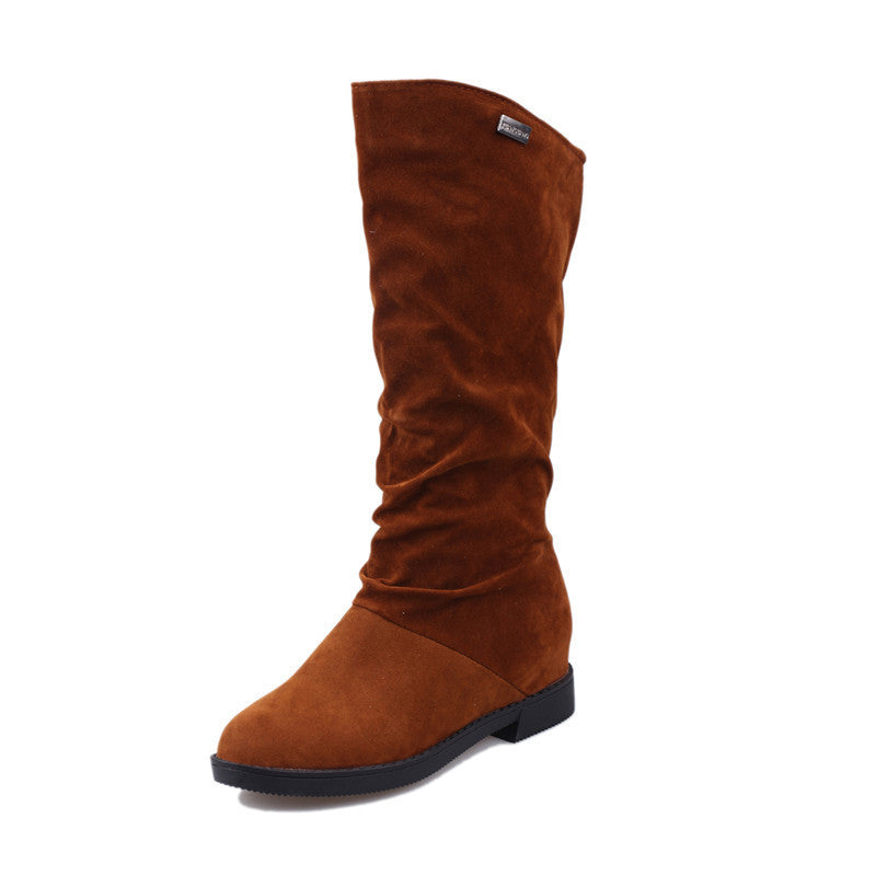 Damen Elegante und gemütliche Stiefel aus weichem Veloursleder EB