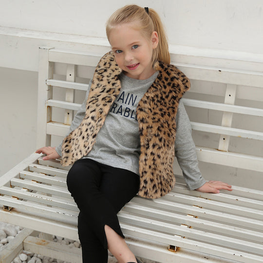 Damen Modischer Leopardenfell-Weste EB