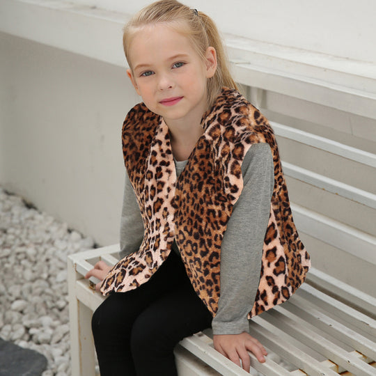 Damen Modischer Leopardenfell-Weste EB