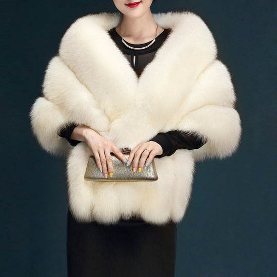 Damen Eleganter Kunstpelz-Cape EB