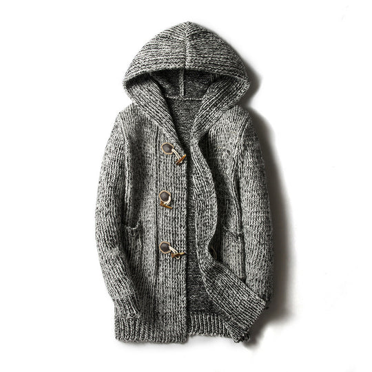 Damen Strickjacke mit Kapuze und großen Taschen EB