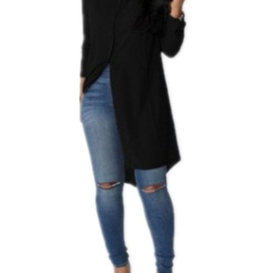 Damen Langes Hemdkleid‑Tunika mit Knopfleiste, Hemdkragen und asymmetrischem Saum EB