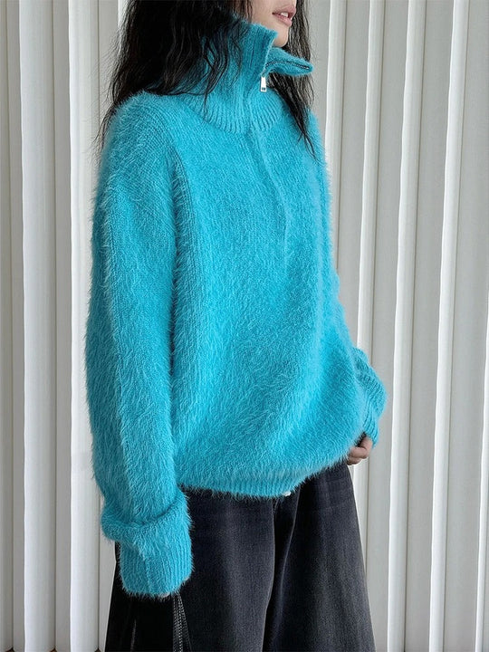 EB | Flauschiger Pullover mit Reißverschluss