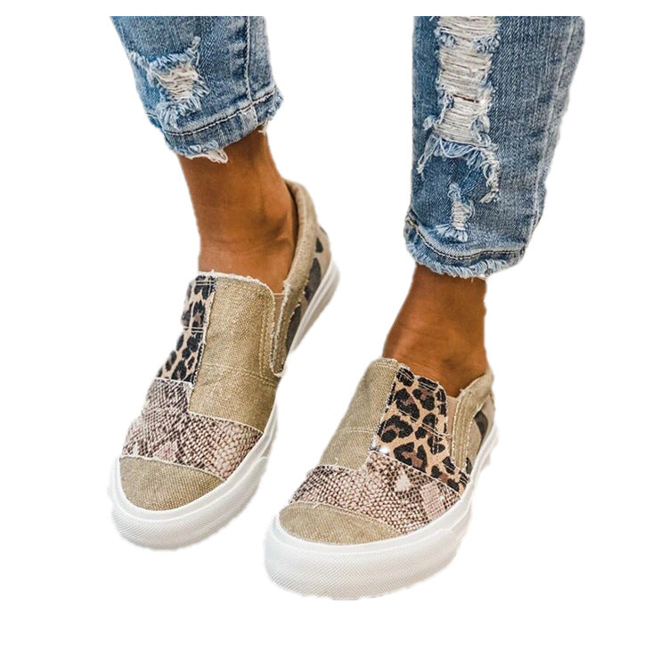 Damen modische Slip-On Sneakers mit unterschiedlichen Tiermustern EB