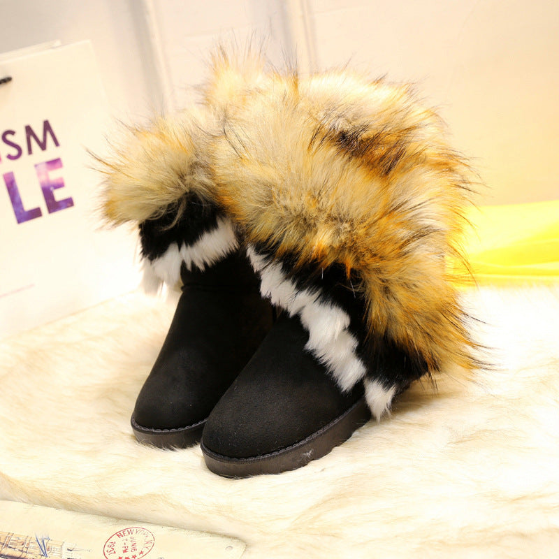 Damen Fleecegefütterte Stiefel mit modischem Kunstfellrand EB