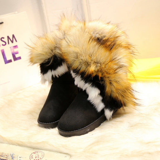Damen Fleecegefütterte Stiefel mit modischem Kunstfellrand EB