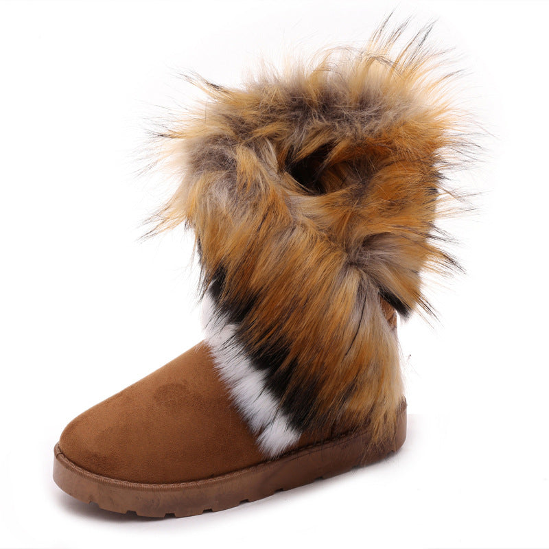 Damen Fleecegefütterte Stiefel mit modischem Kunstfellrand EB