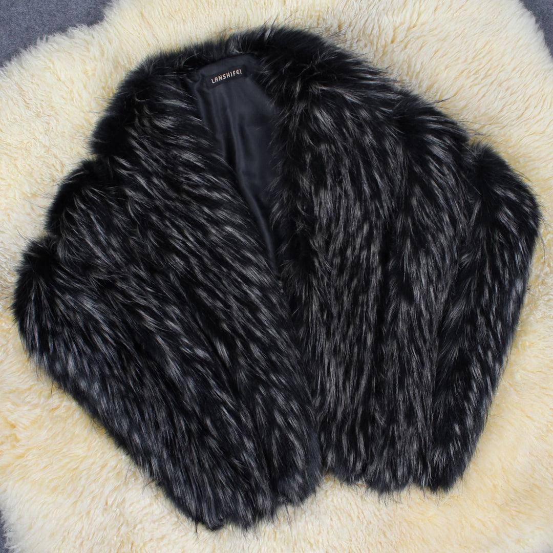 Damen Eleganter Kunstpelz-Cape EB