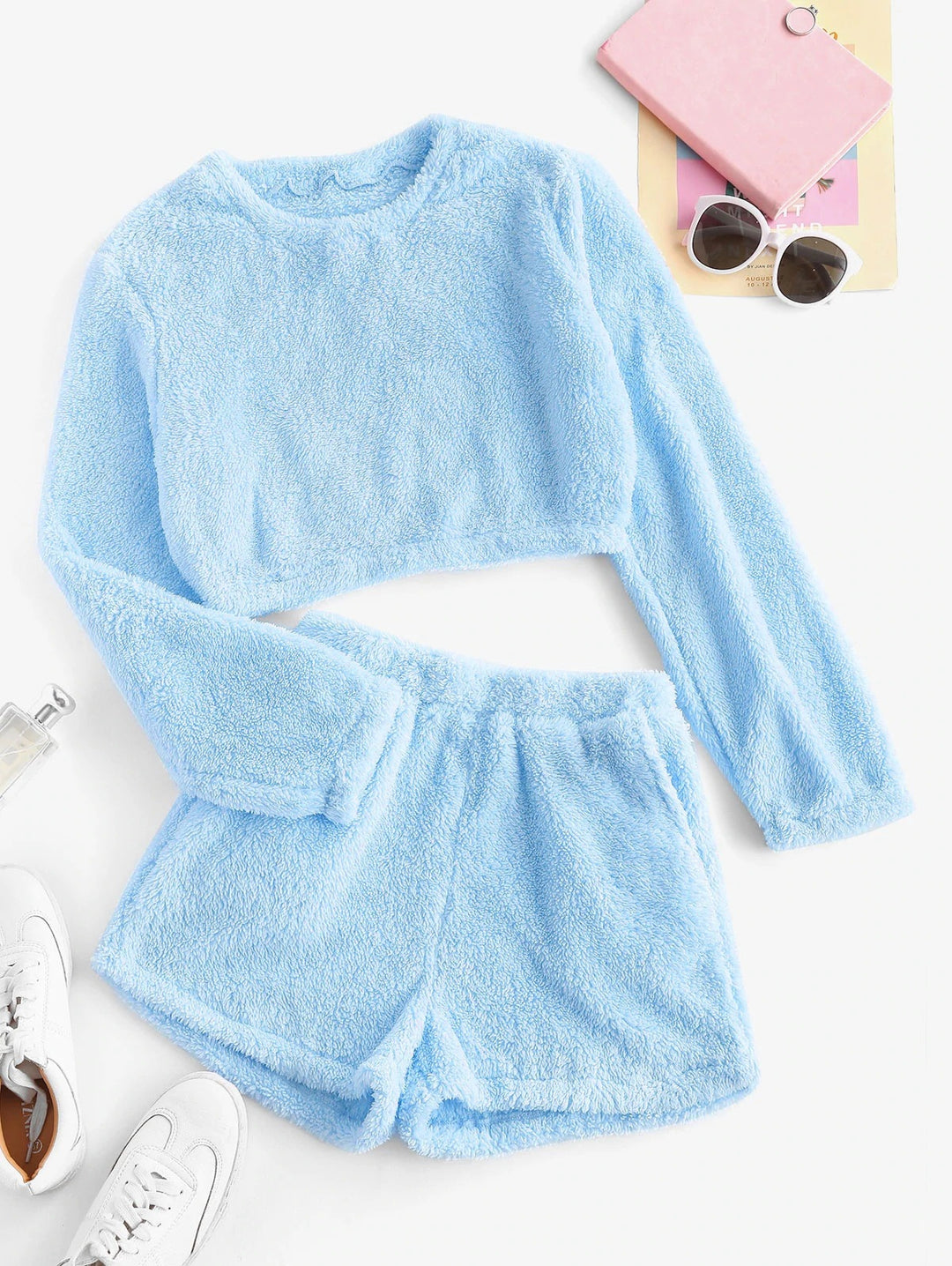 Damen Kuschelige Plüsch-Pyjama-Set EB
