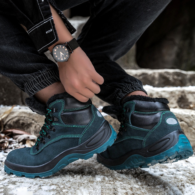 Wasserdicht Arbeitsschuhe Stahlkappe Schutzschuhe Warm Gefüttert Sicherheitsstiefel EB