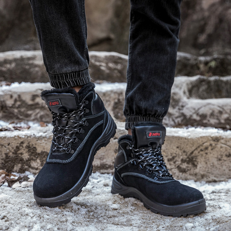 Wasserdicht Arbeitsschuhe Stahlkappe Schutzschuhe Warm Gefüttert Sicherheitsstiefel EB