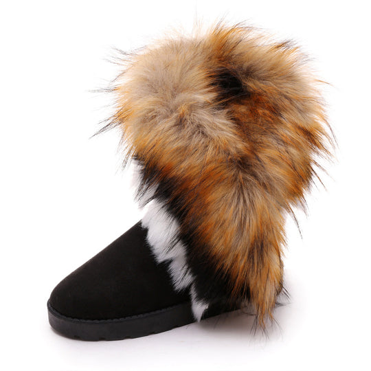 Damen Fleecegefütterte Stiefel mit modischem Kunstfellrand EB