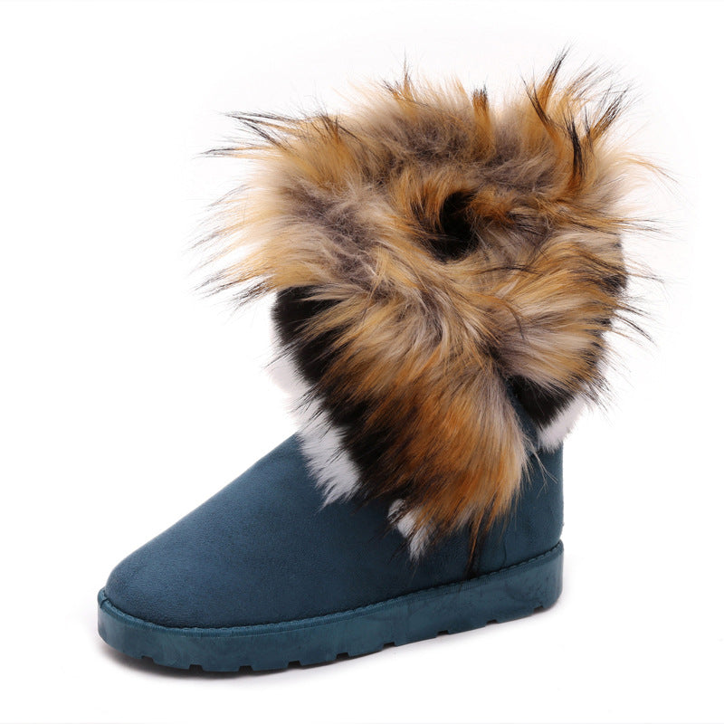 Damen Fleecegefütterte Stiefel mit modischem Kunstfellrand EB