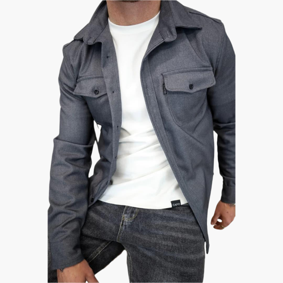 EB | Overshirt Jacke - Modernes Knopfdurchgang Hemdjacke für Freizeit und Business