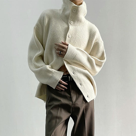 EB | Rippstrick-cardigan mit Knöpfen Weich und Warm Lässige Eleganz