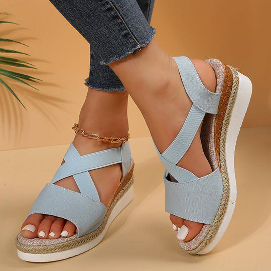 EB | Keilsandalen Kreuzriemen Plateau Gladiator