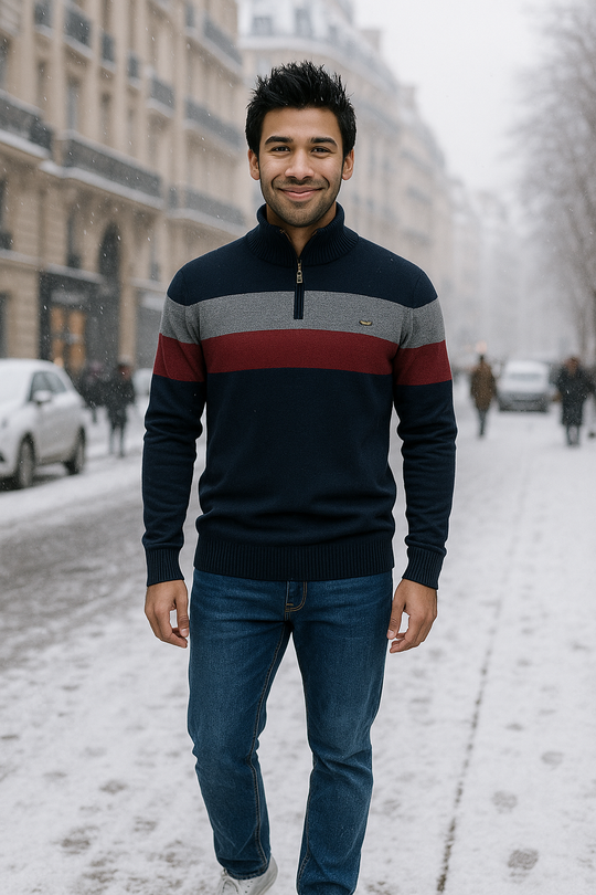 EB | Wärmer Strickpullover mit Reißverschluss für Den Winter