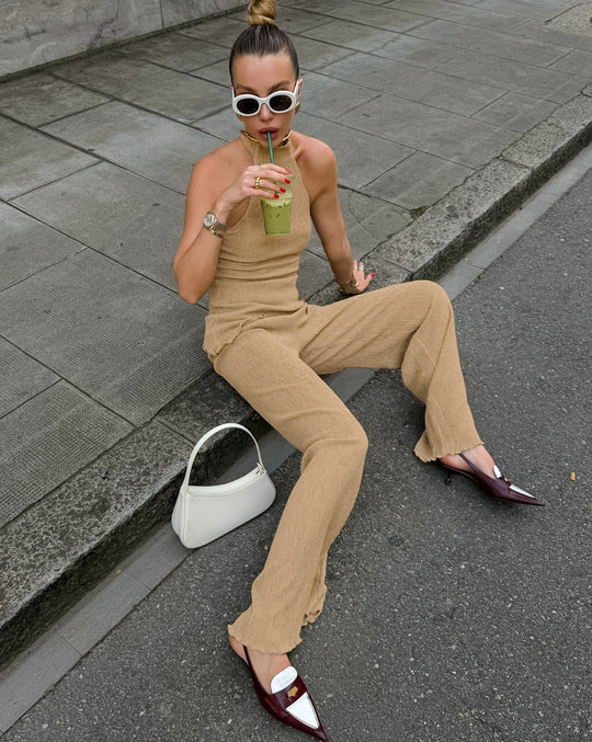EB | Halsoberteil Hose mit weitem Bein zweiteiliges Set