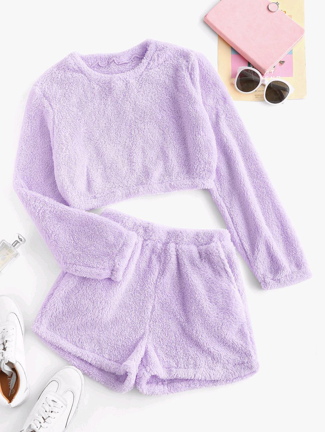 Damen Kuschelige Plüsch-Pyjama-Set EB