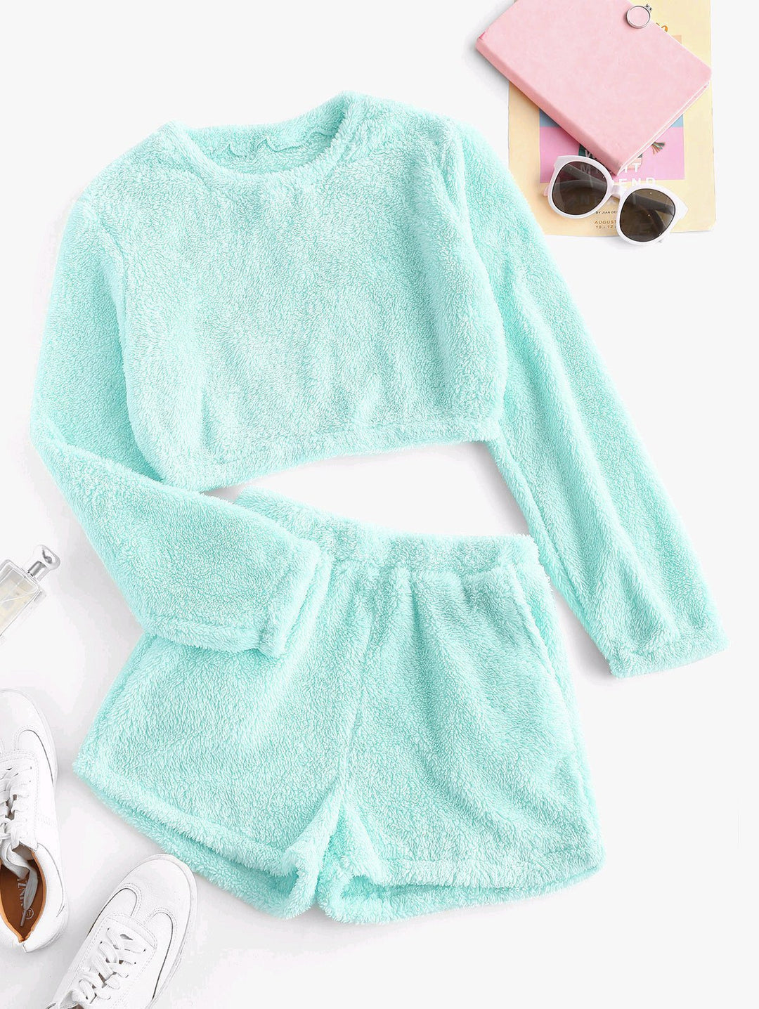Damen Kuschelige Plüsch-Pyjama-Set EB