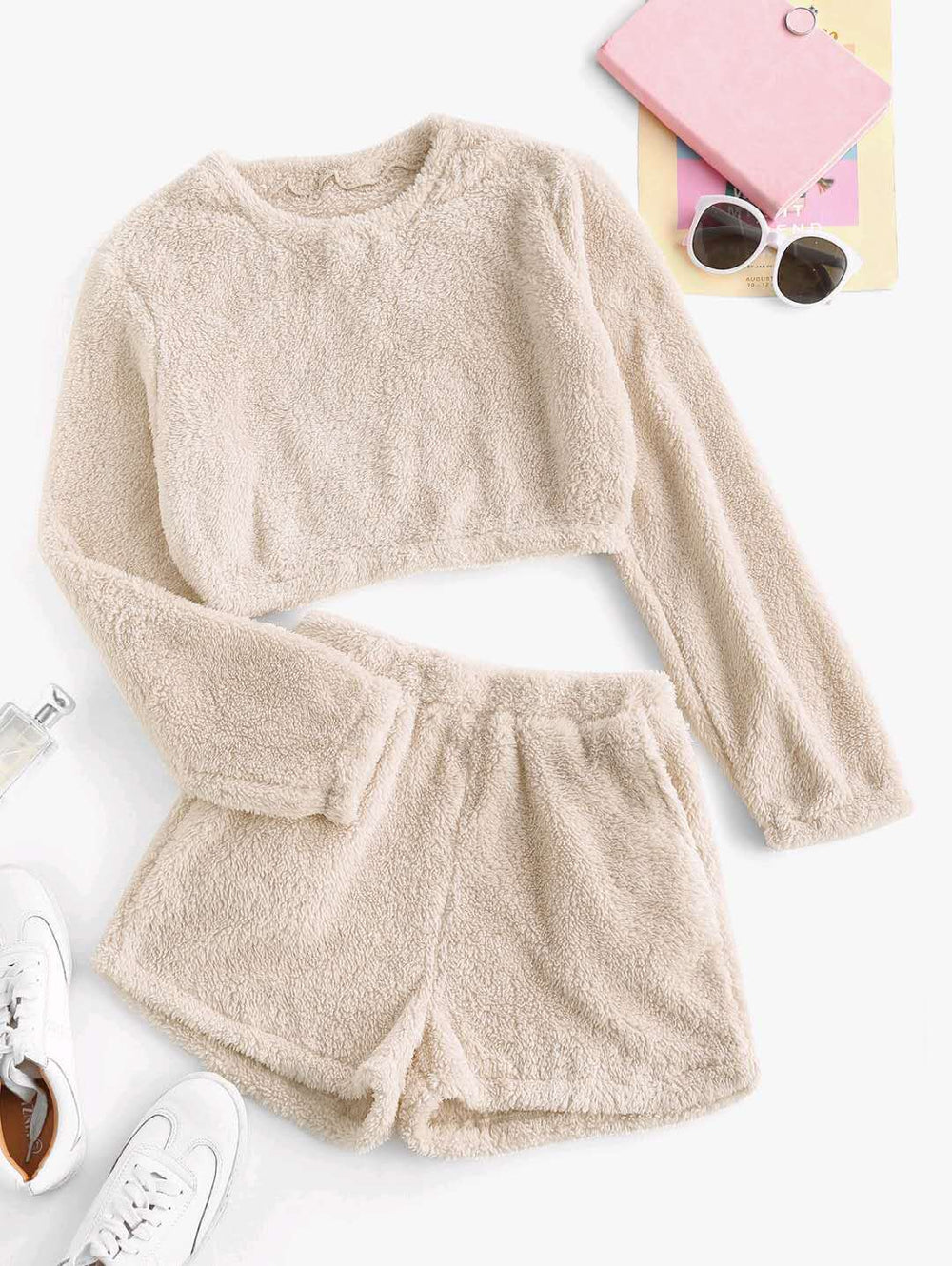 Damen Kuschelige Plüsch-Pyjama-Set EB