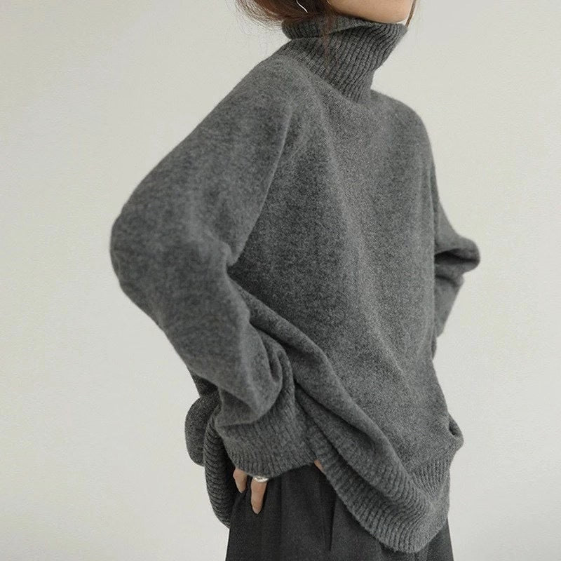 Damen Oversized Rollkragenpullover aus weichem Material EB
