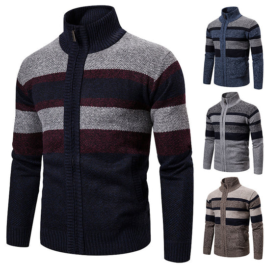 Herren Strickjacke mit modernem Stehkragen EB