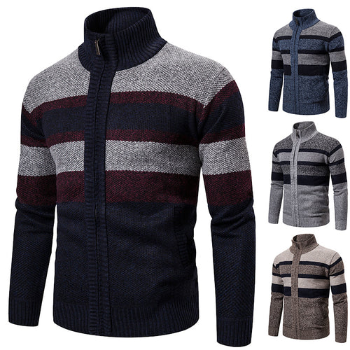 Herren Strickjacke mit modernem Stehkragen EB