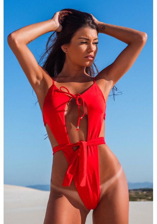 Damen Einteiler Badeanzug mit raffinierten Cut-Outs und eleganter Schnürung EB